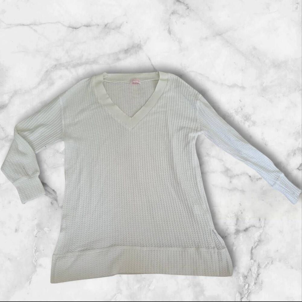Pink Lily Long Sleeve White Waffle Knit Long Sleeve Size Small